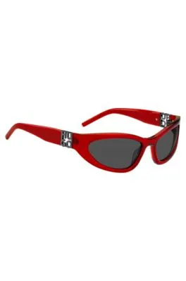 Montura para gafas graduadas de acetato rojo con monograma en 3D