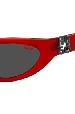 Montura para gafas graduadas de acetato rojo con monograma en 3D