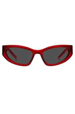 Montura para gafas graduadas de acetato rojo con monograma en 3D