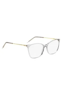 Montura para gafas graduadas de acetato transparente con patillas doradas