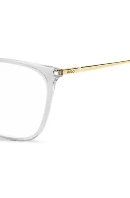 Montura para gafas graduadas de acetato transparente con patillas doradas