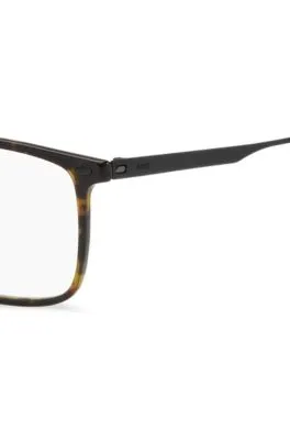 Montura para gafas graduadas en acetato Habana con patillas de acero negro