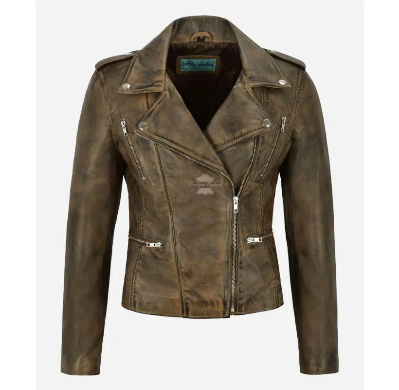 MYSTIQUE Ladies JACKET WOMEN BIKER FASHION Vintage Leather Jacket