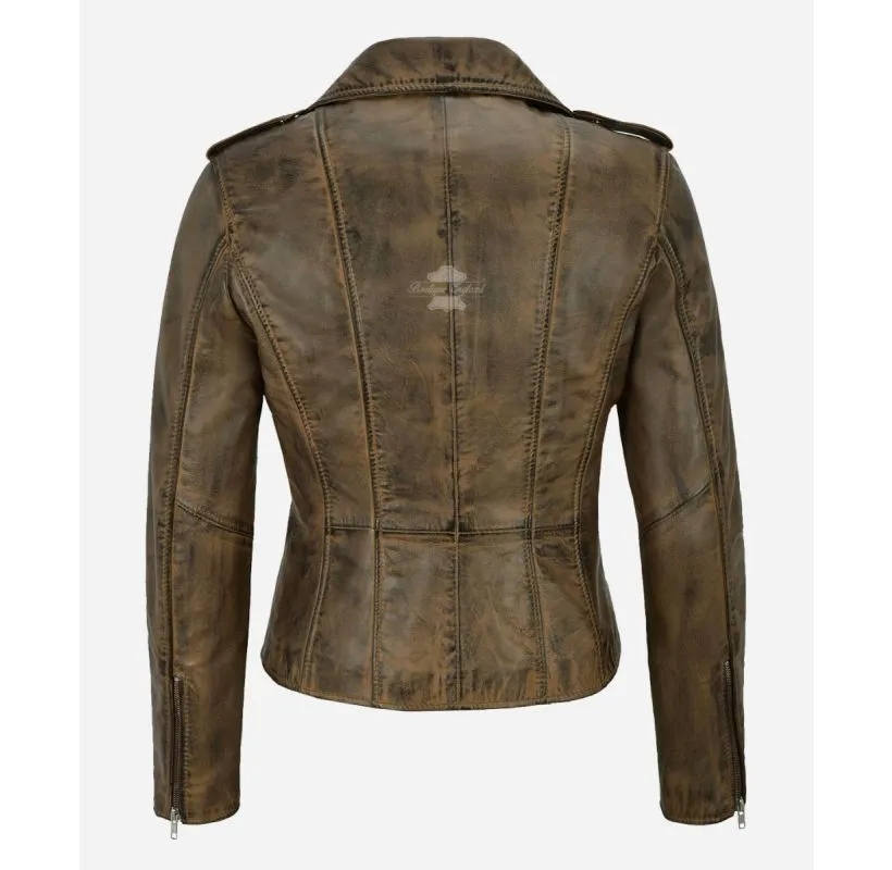 MYSTIQUE Ladies JACKET WOMEN BIKER FASHION Vintage Leather Jacket