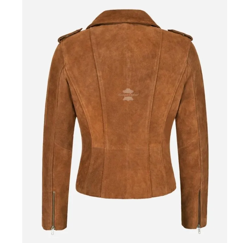 MYSTIQUE Ladies JACKET WOMEN BIKER STYLE SUEDE LEATHER FASHION JACKET