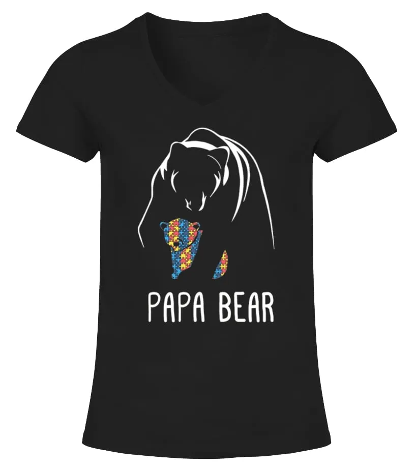 Papa Bear - Autism Awareness T-Shirt Camiseta cuello pico Mujer