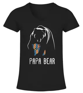 Papa Bear - Autism Awareness T-Shirt Camiseta cuello pico Mujer