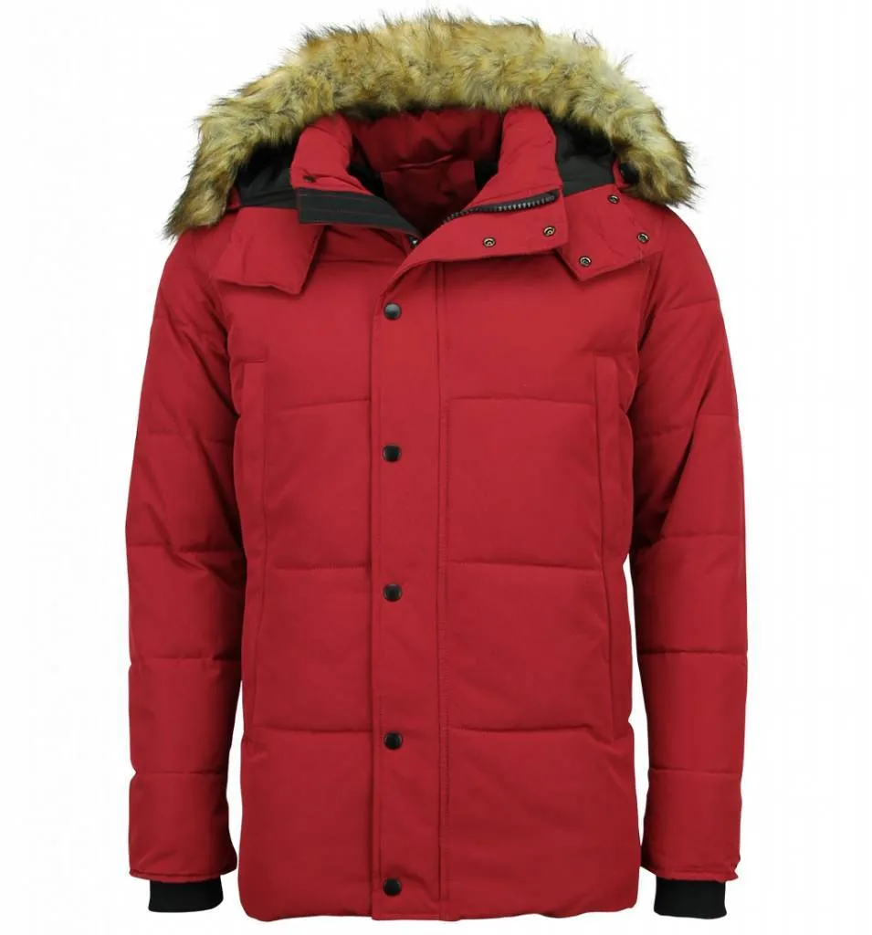 Parkas Hombre -  Parkas Rojo - Abrigo de Invierno Hombres - Rojo