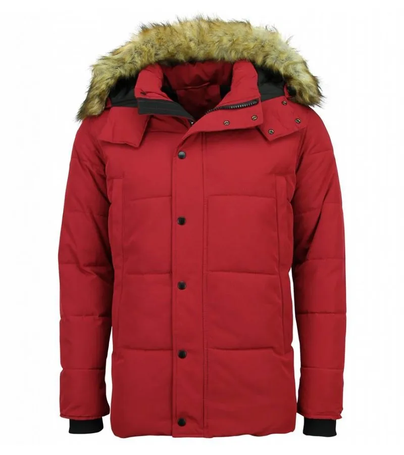 Parkas Hombre -  Parkas Rojo - Abrigo de Invierno Hombres - Rojo