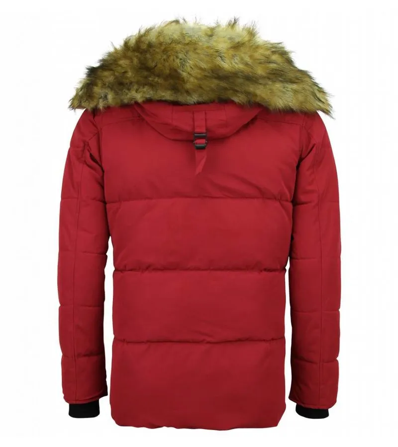 Parkas Hombre -  Parkas Rojo - Abrigo de Invierno Hombres - Rojo