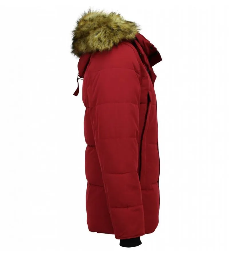 Parkas Hombre -  Parkas Rojo - Abrigo de Invierno Hombres - Rojo