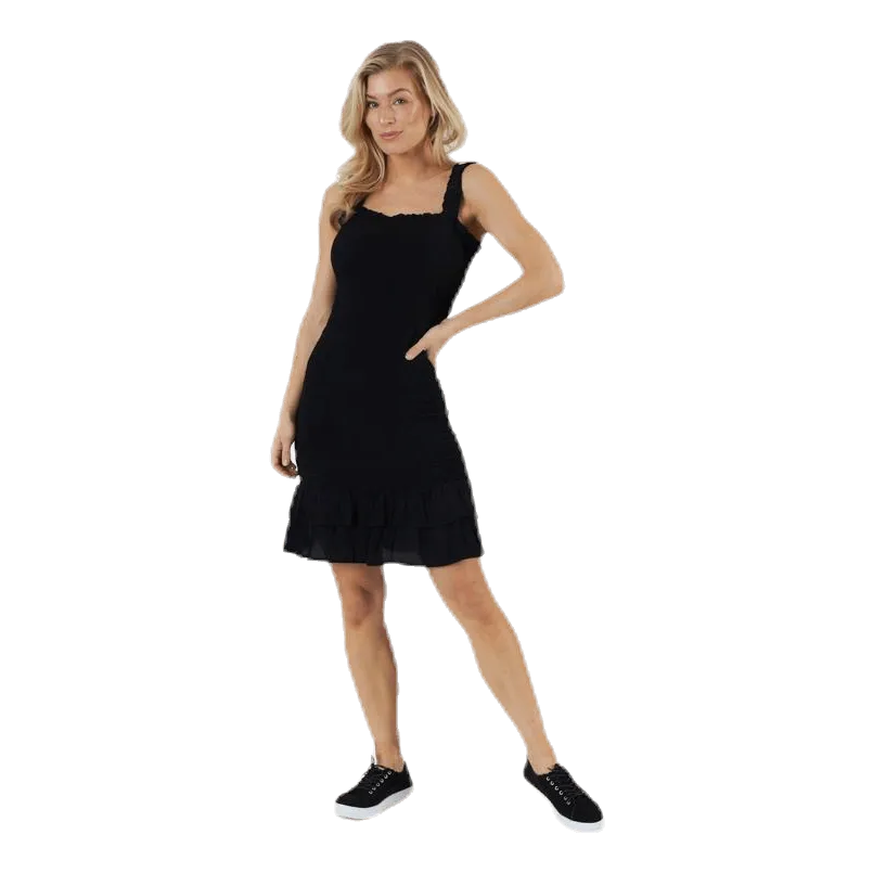 Pieces Ayrin Smock Strap Dress Black