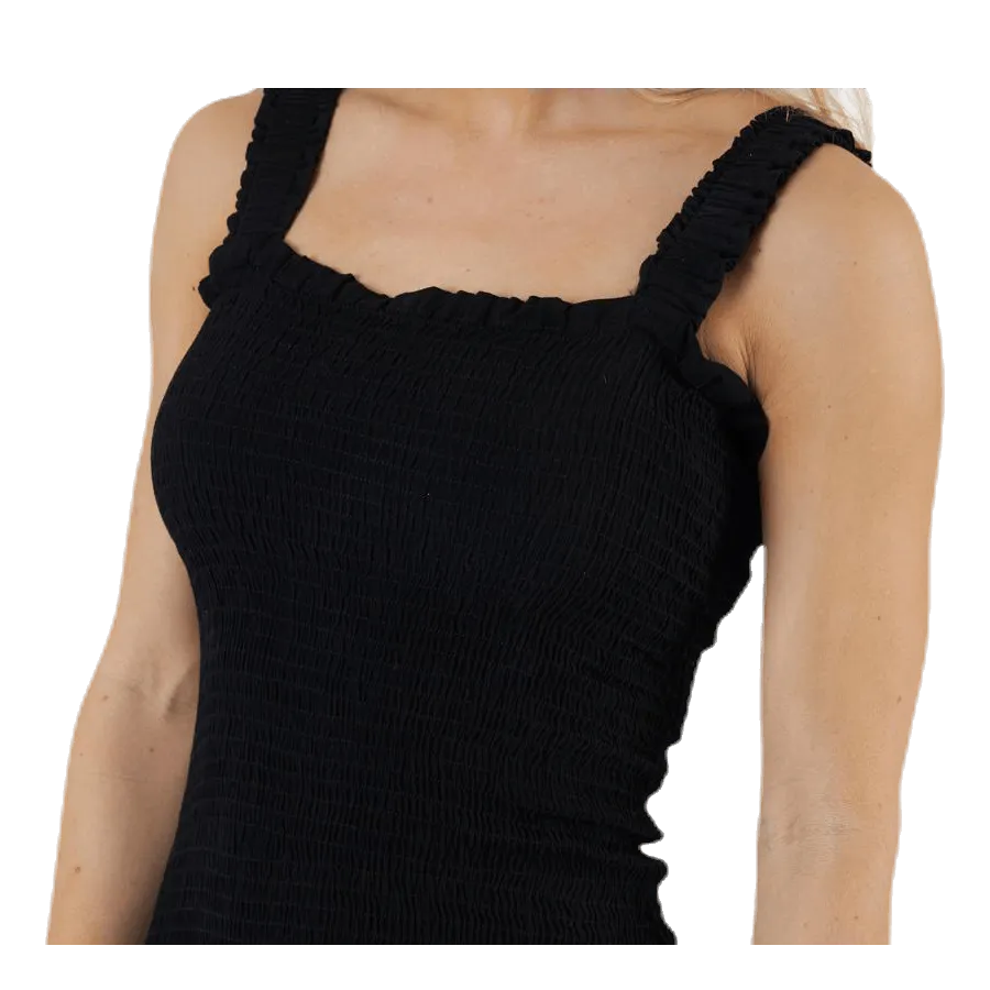 Pieces Ayrin Smock Strap Dress Black