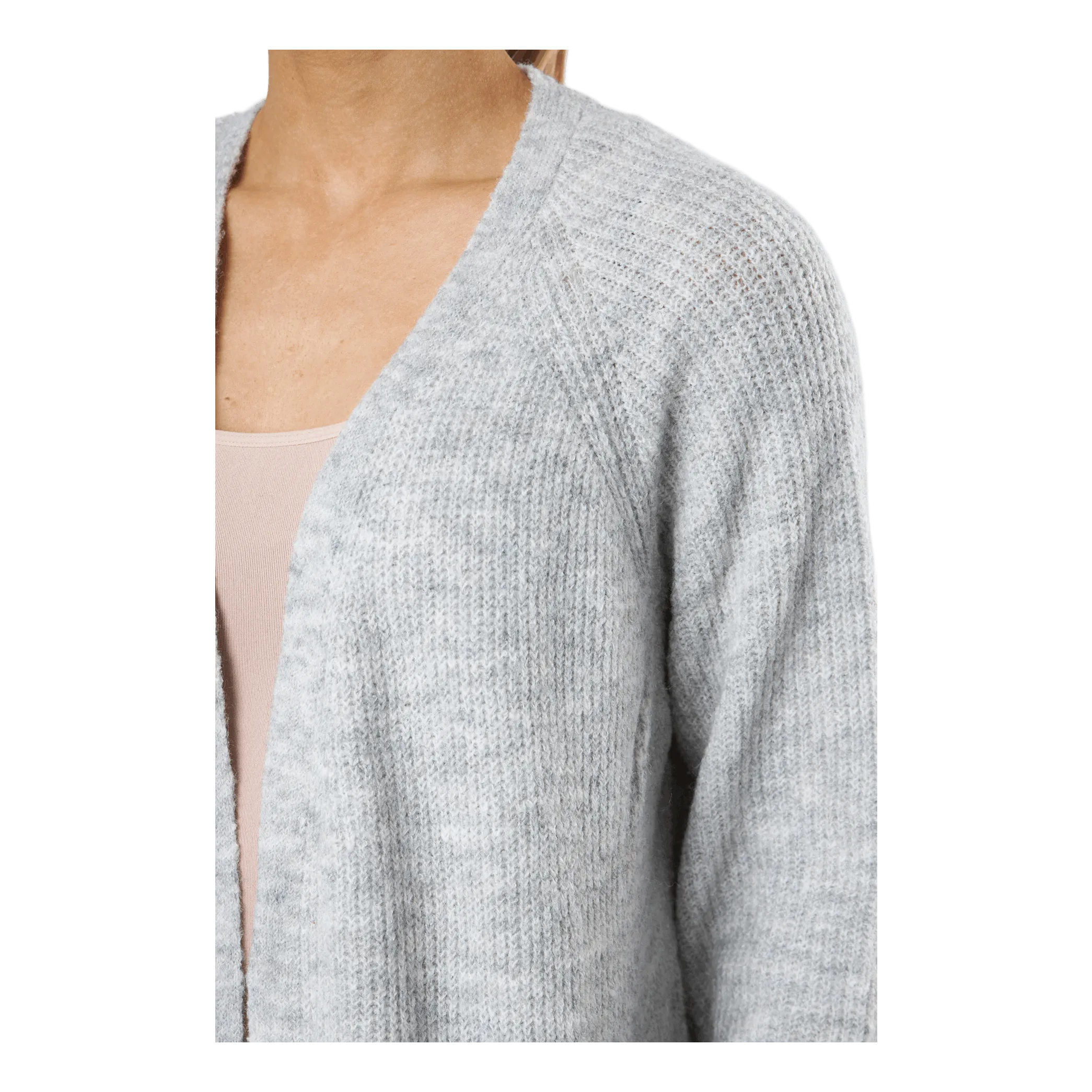 Pieces Ellen Ls Long Knit Cardigan Gr Light Grey Melange