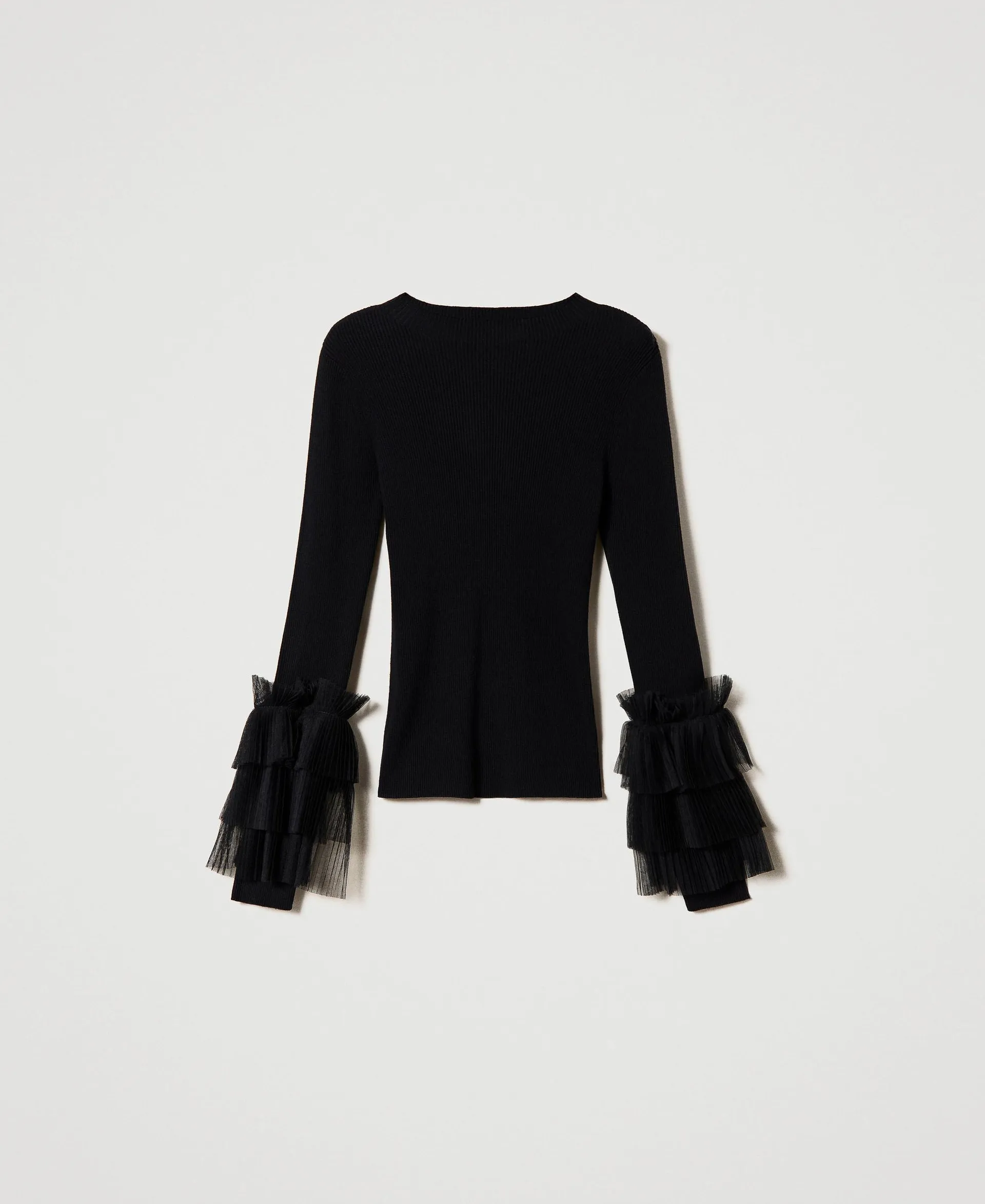 Pull ajusté avec tulle plissé