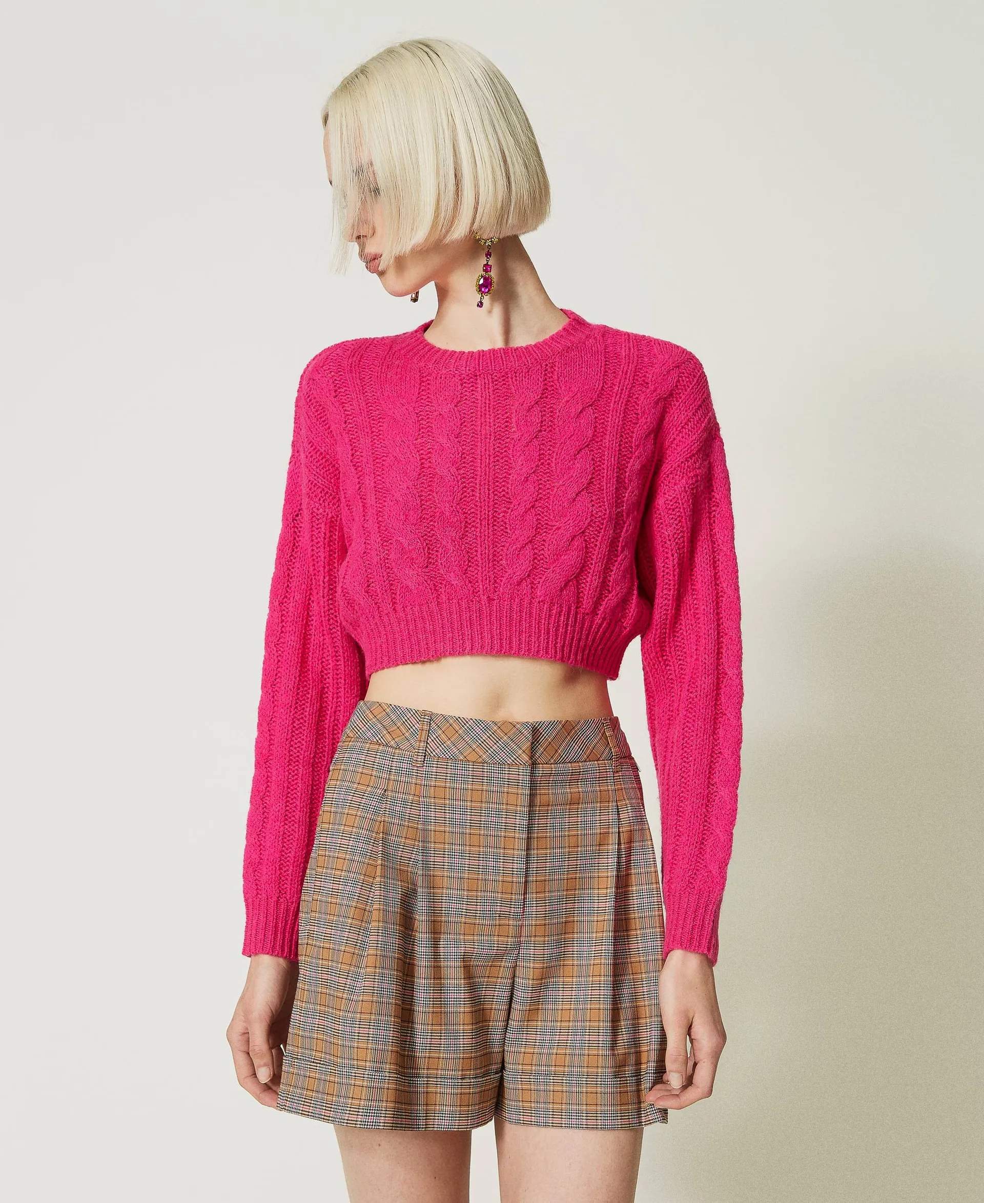 Pull cropped en laine et alpaga