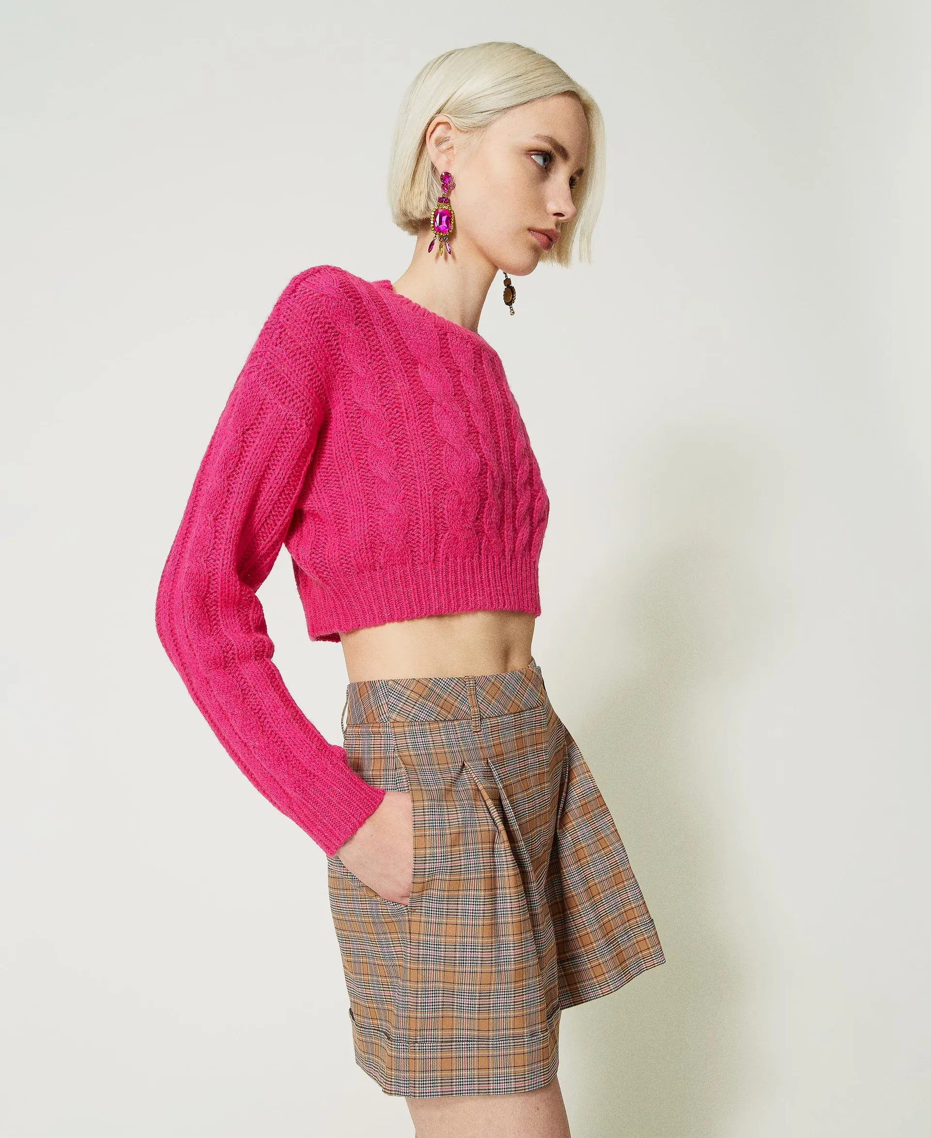 Pull cropped en laine et alpaga