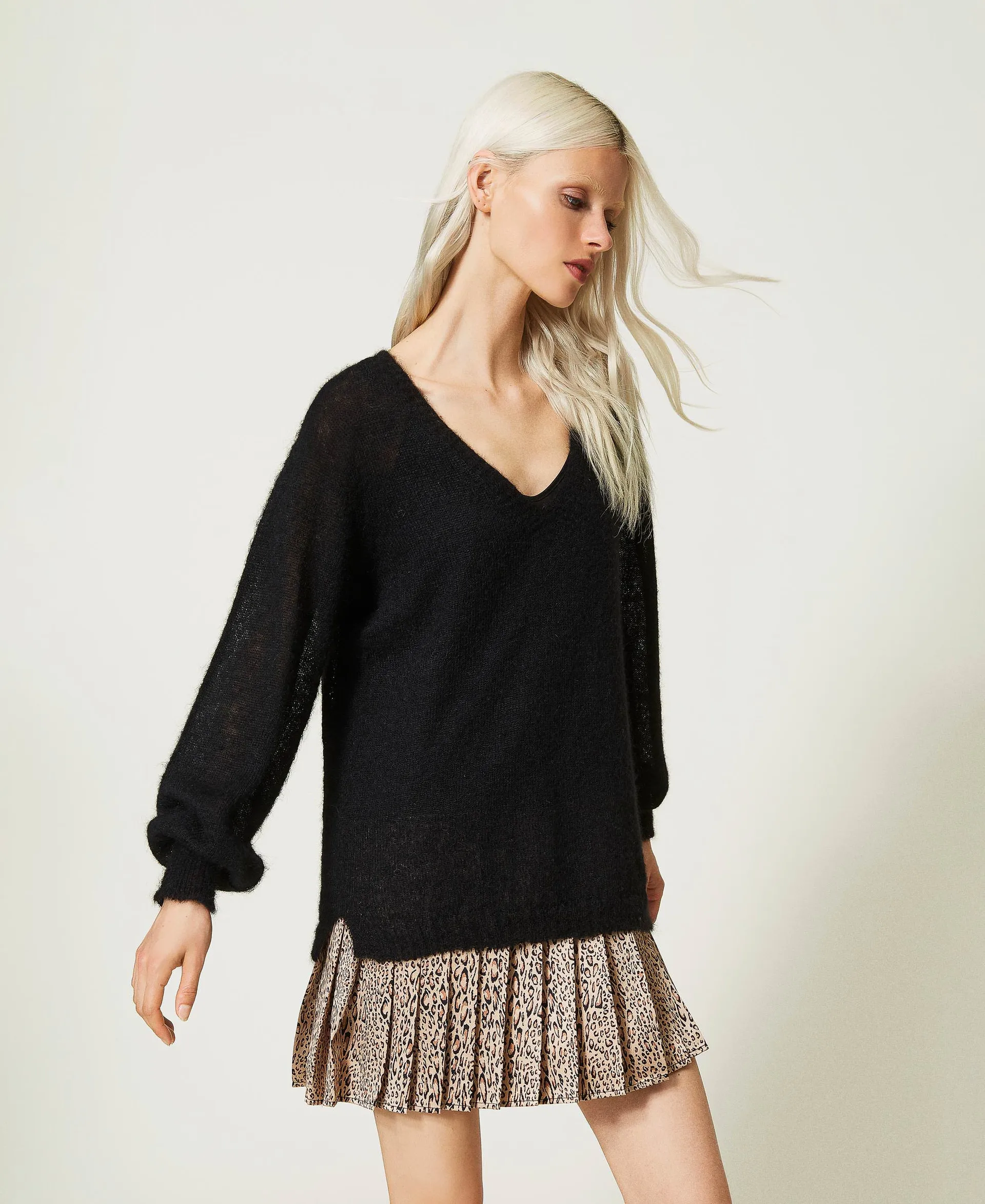 Pull en alpaga et mohair avec robe