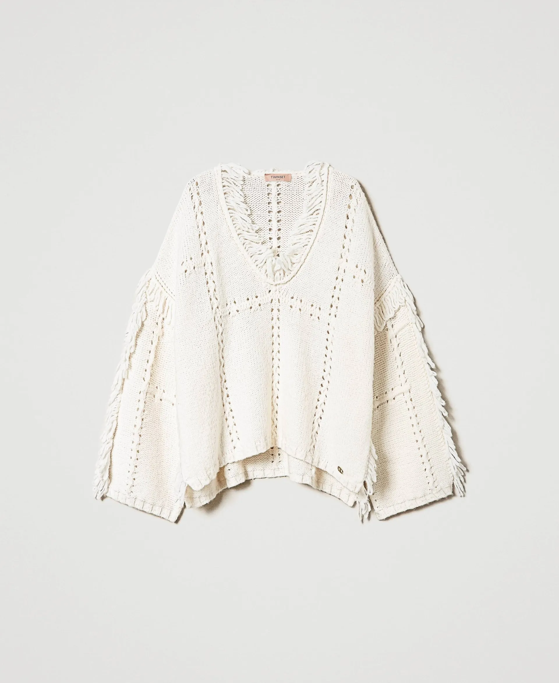 Pull poncho en laine et alpaga