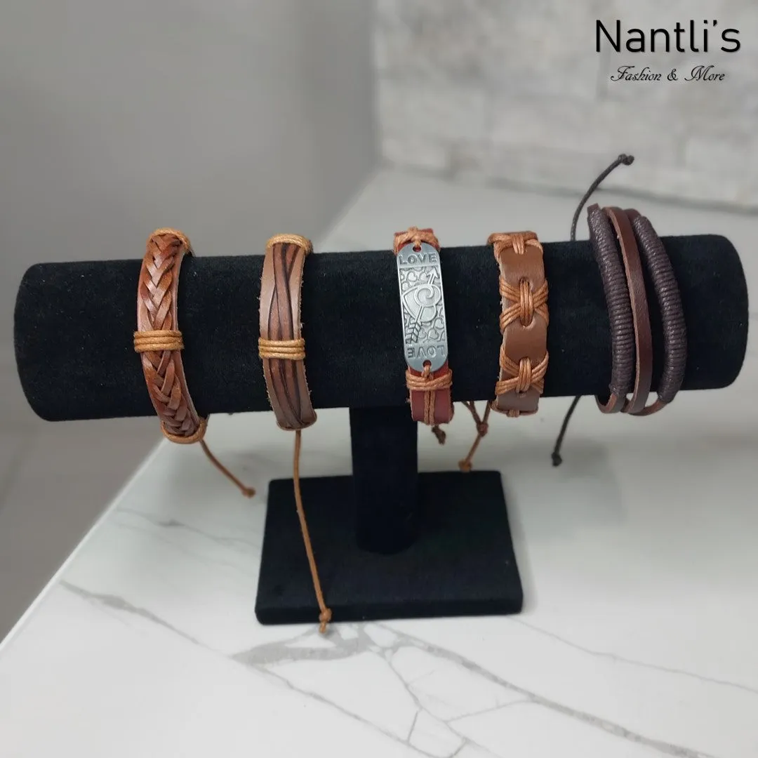 Pulseras para hombres o Mujeres Set BR0036-5 Leather Bracelets for Men or Women 5 Pieces Set