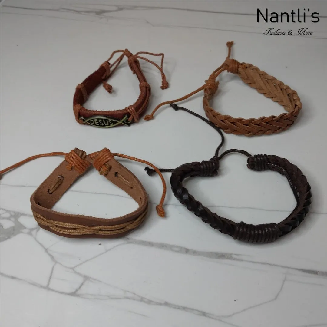 Pulseras para hombres o Mujeres Set BR0045-4 Leather Bracelets for Men or Women 4 Pieces Set