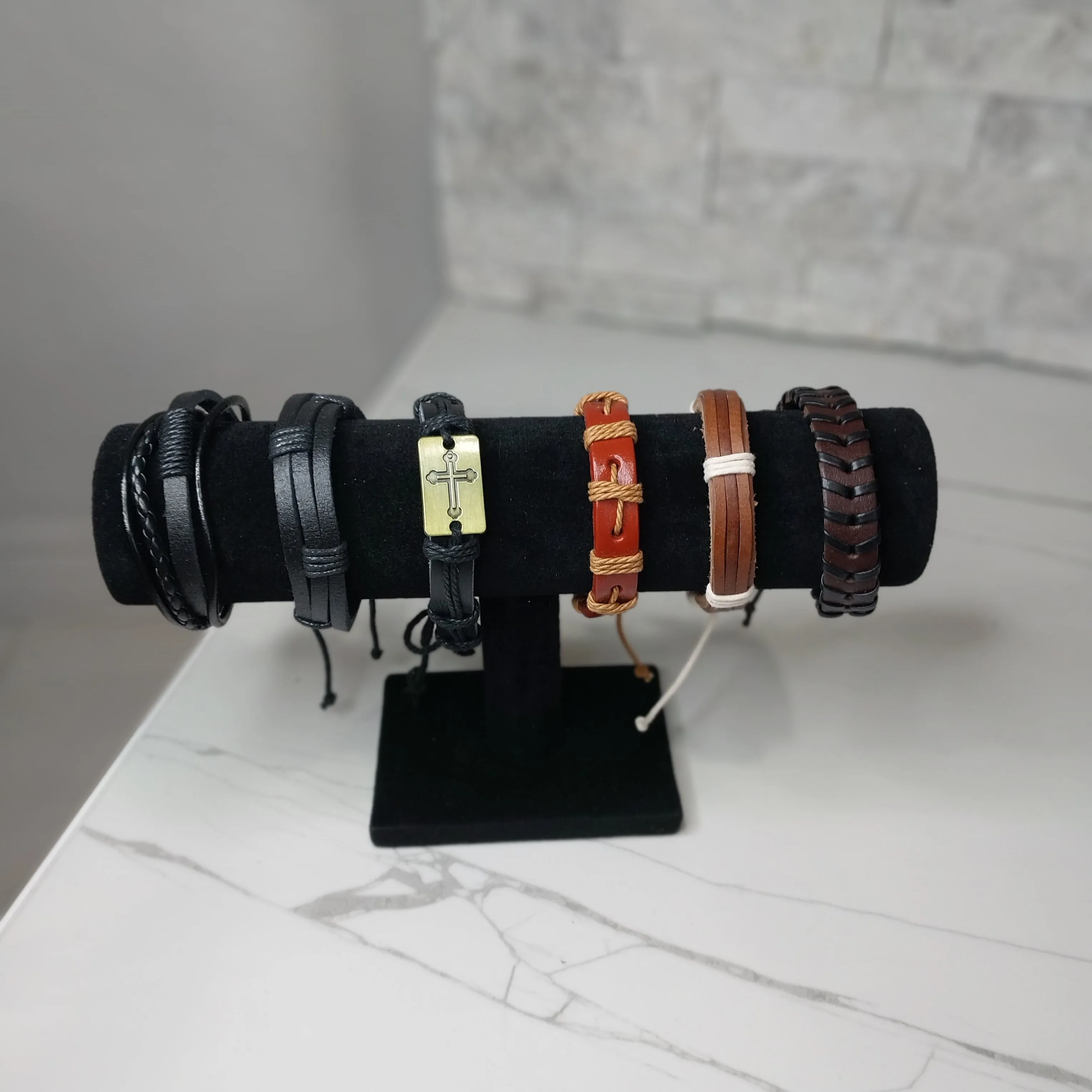 Pulseras para hombres o Mujeres Set BR0046-6 Leather Bracelets for Men or Women 6 Pieces Set