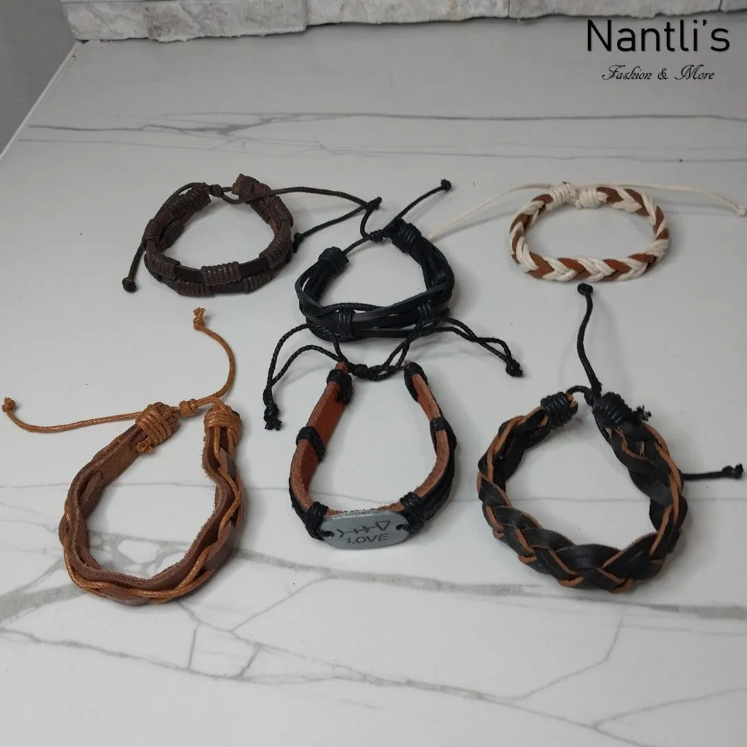 Pulseras para hombres o Mujeres Set BR0048-6 Leather Bracelets for Men or Women 6 Pieces Set