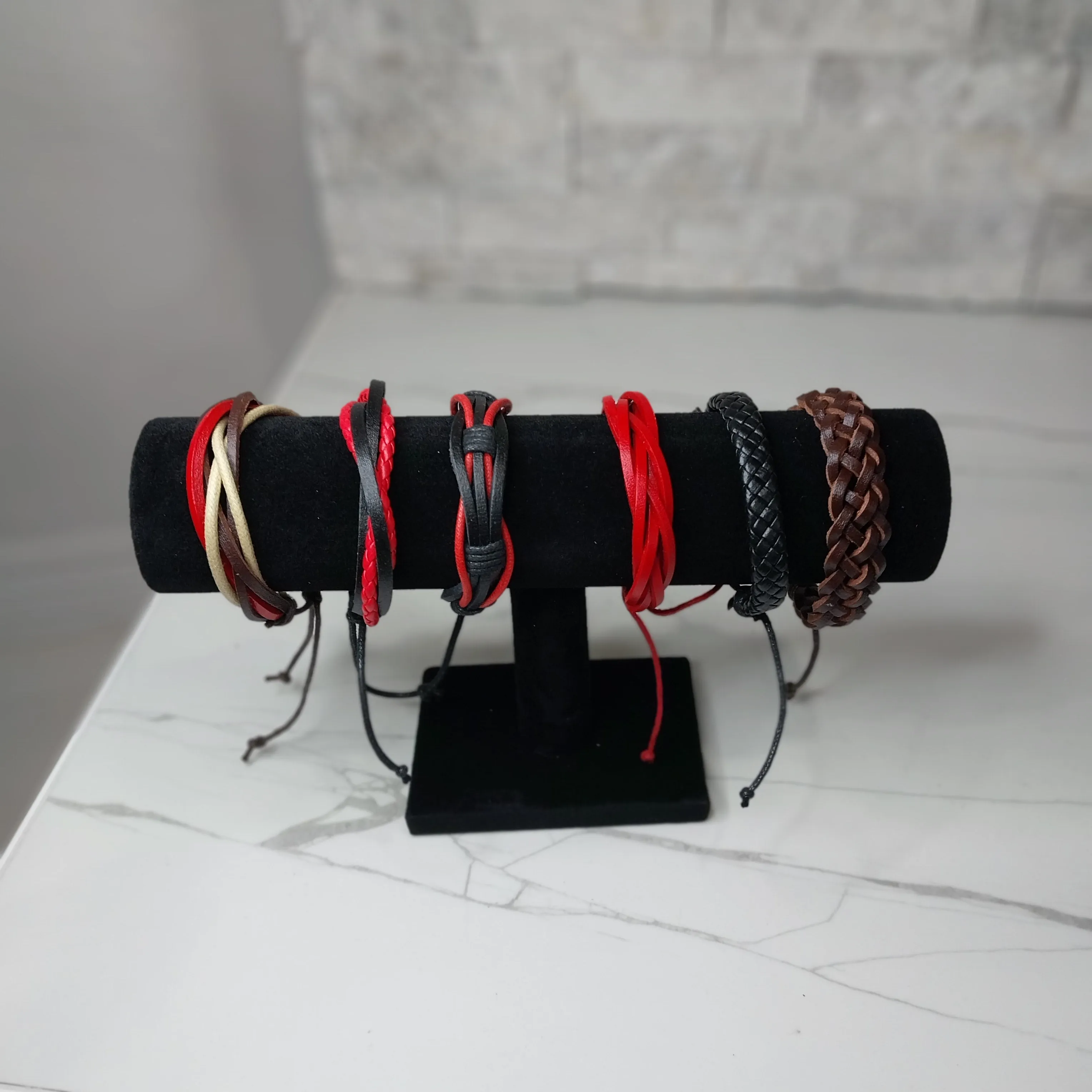 Pulseras para hombres o Mujeres Set BR0049-6 Leather Bracelets for Men or Women 6 Pieces Set