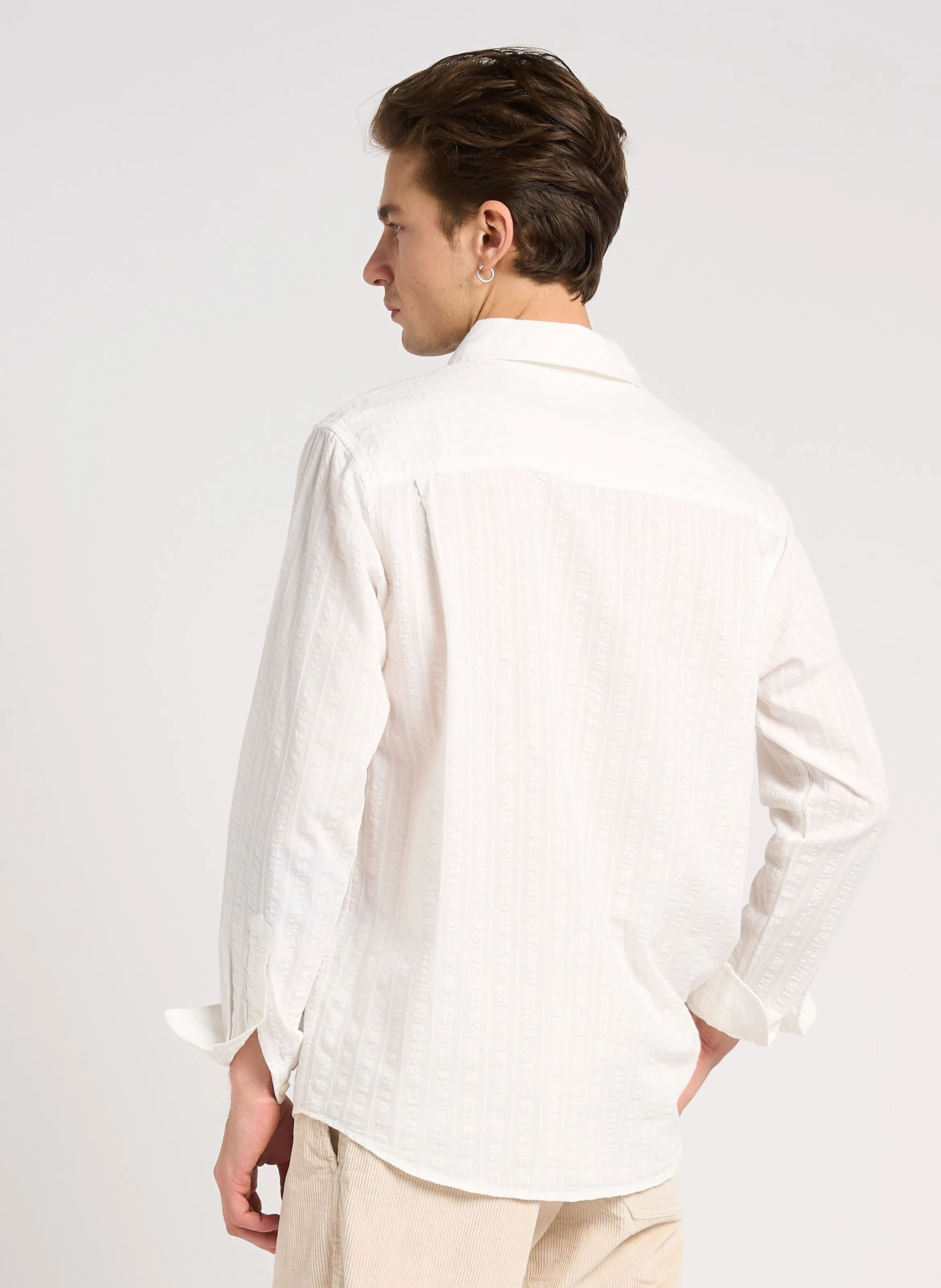 SAMSOE SAMSOE SADAMON - Camisa regular de algodón orgánico con textura en beige