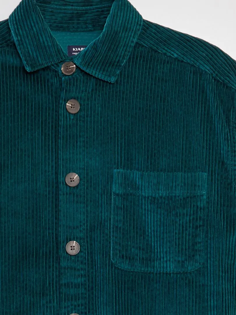 Sobrecamisa recta de terciopelo - VERDE