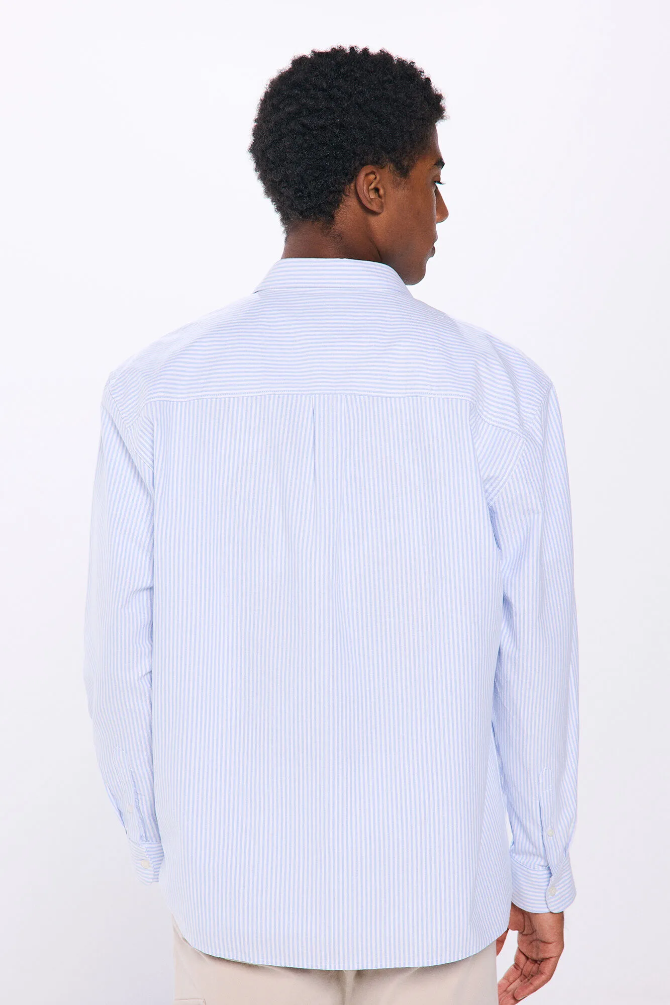 Springfield Camisa oversize oxford rayas bordado