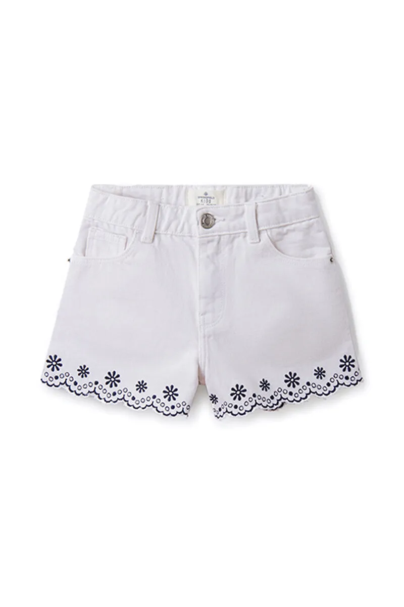 Springfield Kids Short denim bordado niña