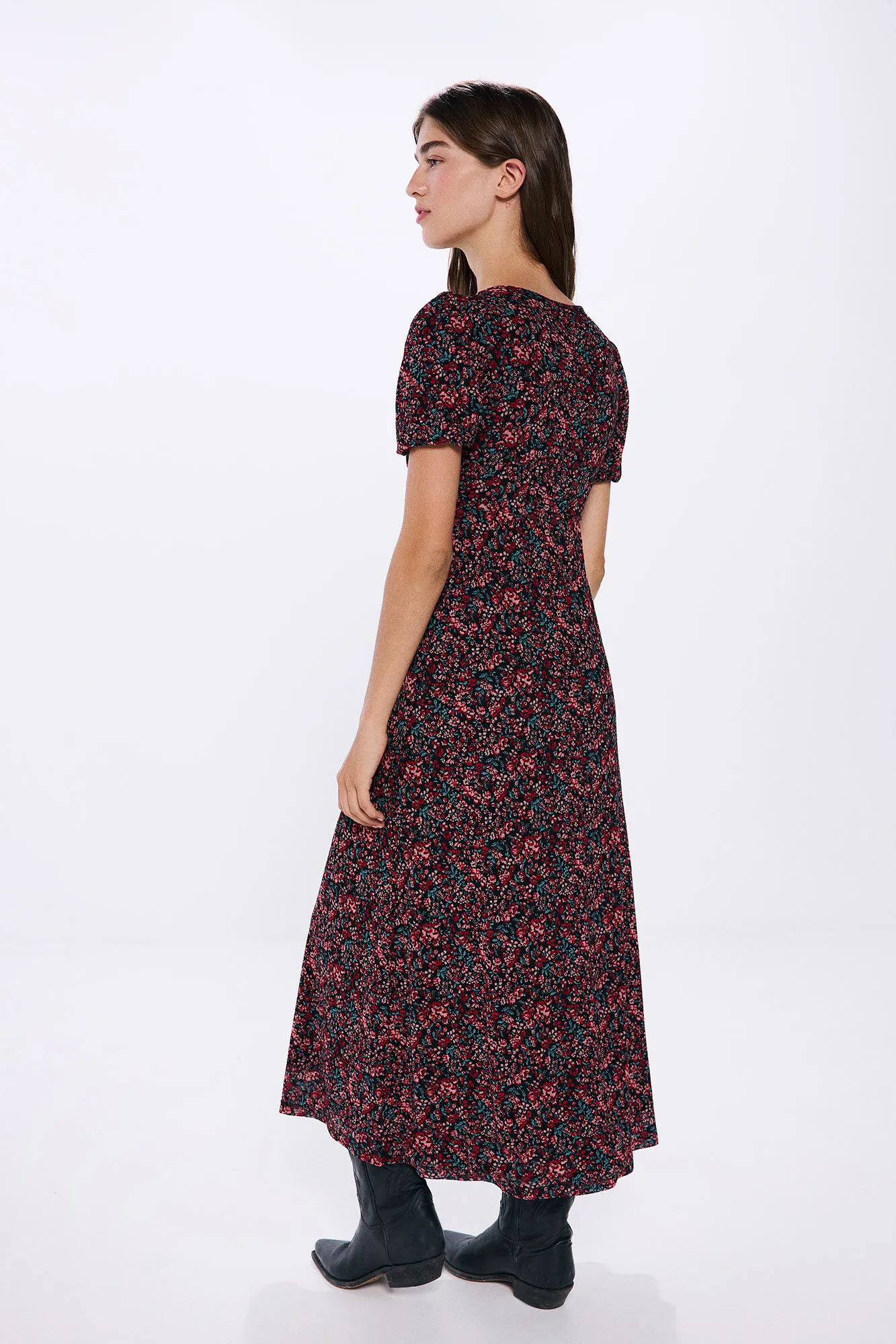 Springfield Vestido midi abertura escote estampado