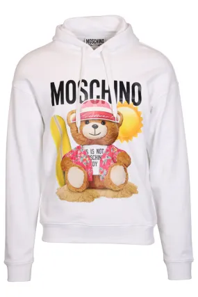 Sudadera blanca con capucha estampado teddy summer