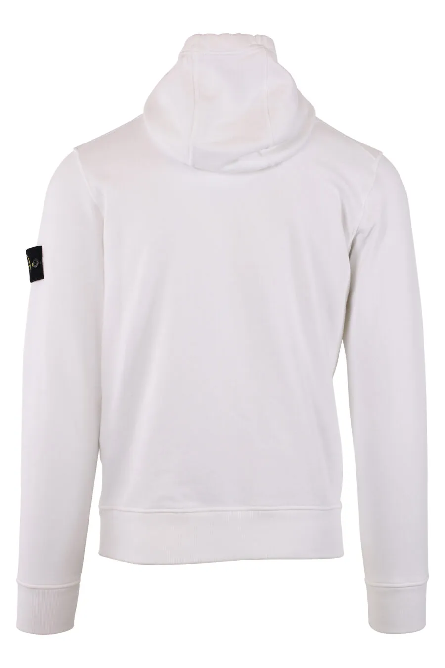 Sudadera blanca con capucha y logo parche