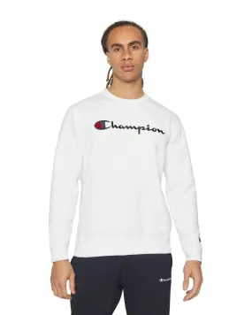 Sudadera champion blanca embroidered script logo crewneck