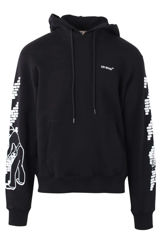 Sudadera negra con capucha logo blanco 