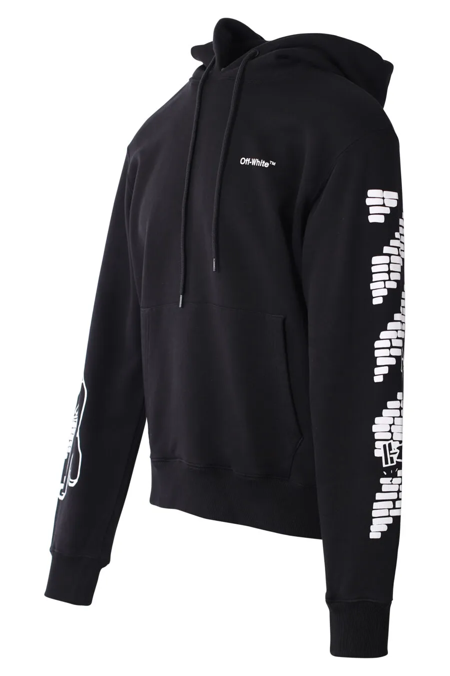 Sudadera negra con capucha logo blanco 