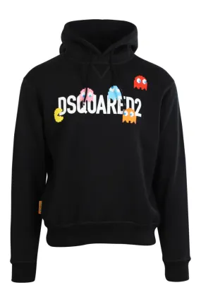 Sudadera negra con capucha  y maxilogo pac-man