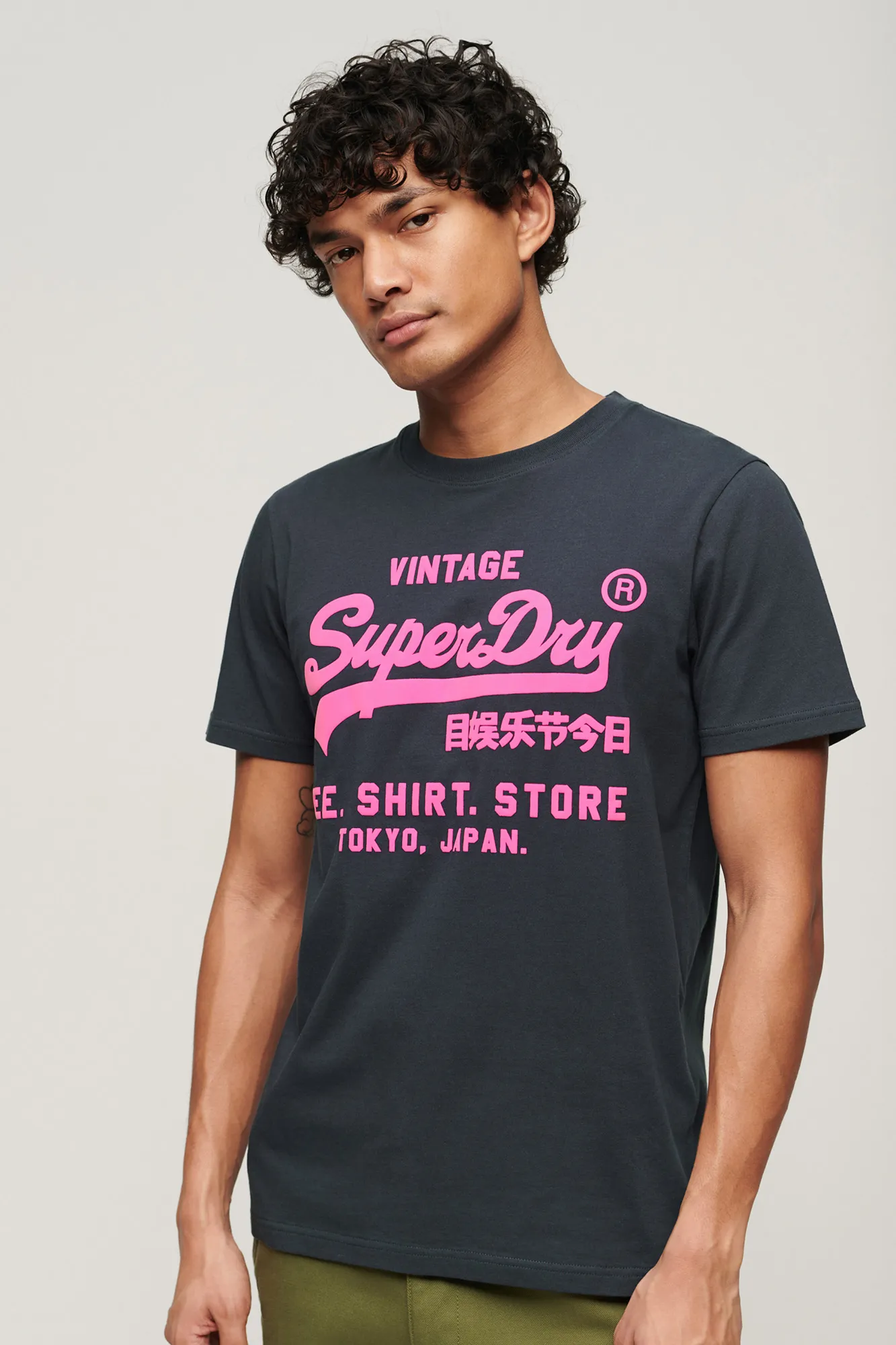 Superdry Camiseta flúor con logo Vintage