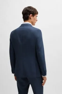 Traje slim fit en lana con elástico técnico y micromotivo