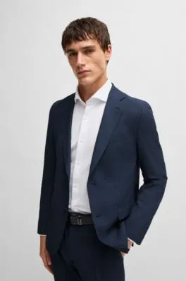 Traje slim fit en lana con elástico técnico y micromotivo