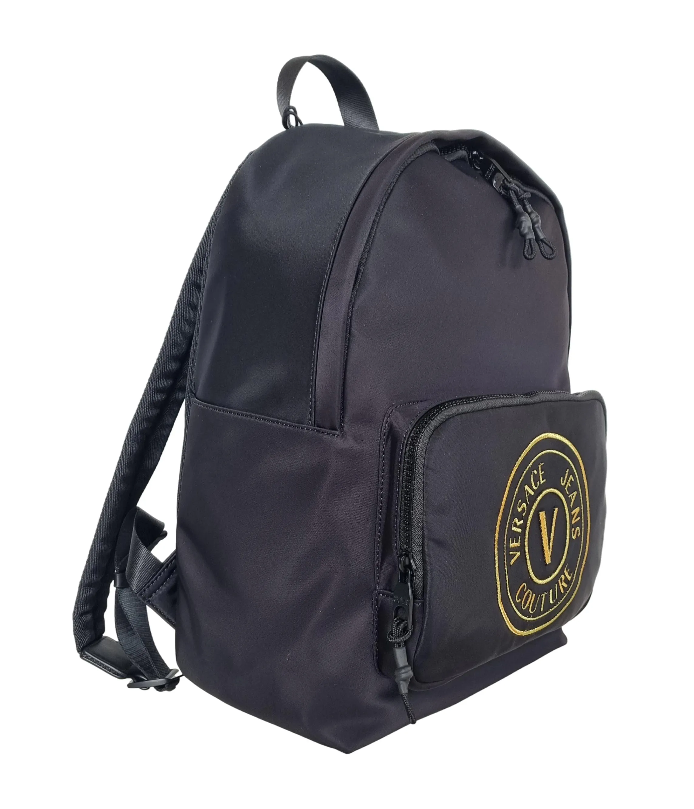 VERSACE mochila mediana de nailon con estampado de emblema en V 75YA4B40 negro-o