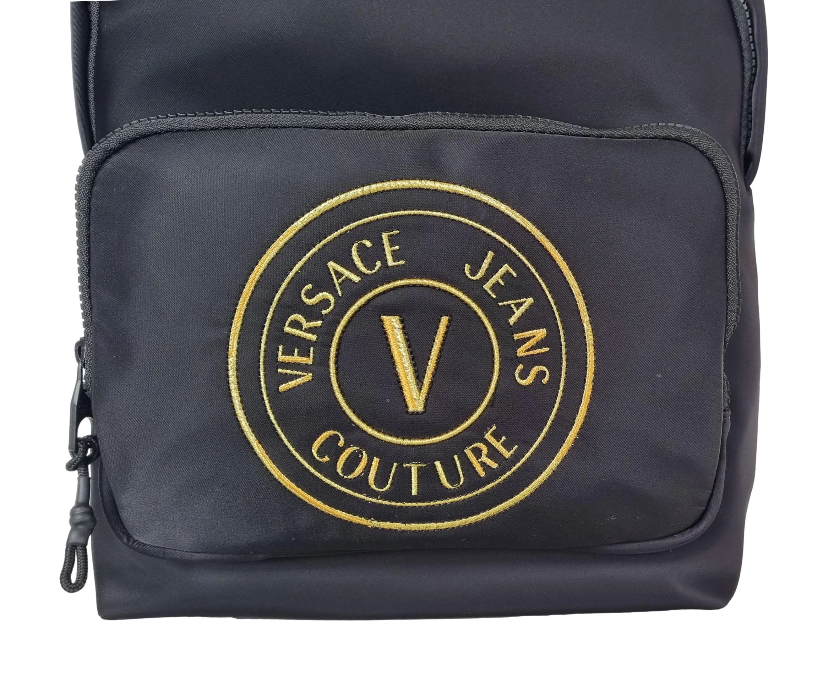 VERSACE mochila mediana de nailon con estampado de emblema en V 75YA4B40 negro-o