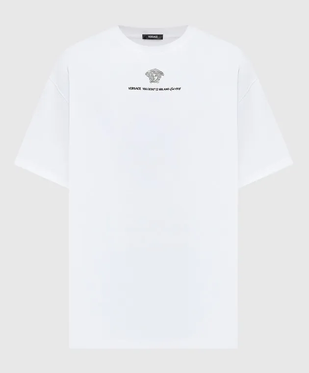 Versace White t-shirt with MEDUSA MILANO brand embroidery