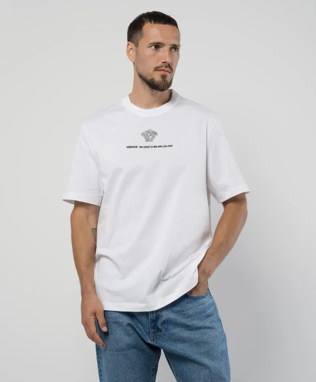 Versace White t-shirt with MEDUSA MILANO brand embroidery