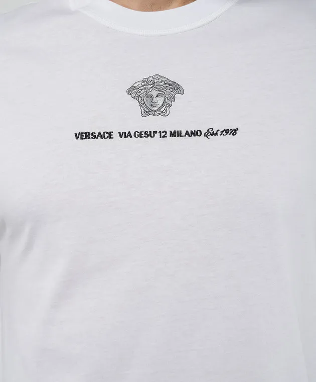 Versace White t-shirt with MEDUSA MILANO brand embroidery