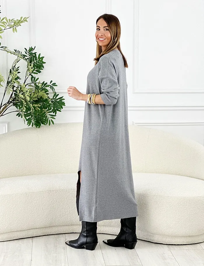 Vestido Arlo Escote Pico Gris