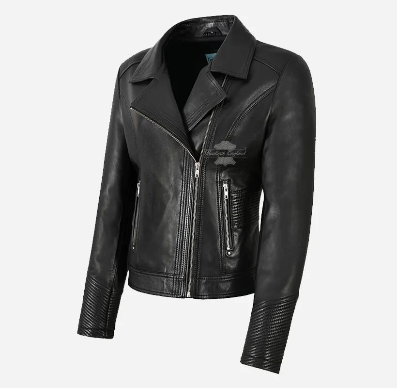 WESTWIND Black Leather Biker Jacket For Women Soft Real Leather