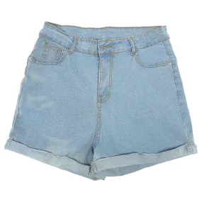 Women Denim Shorts Fashion Printed Summer Shorts Polyester Denim Shorts